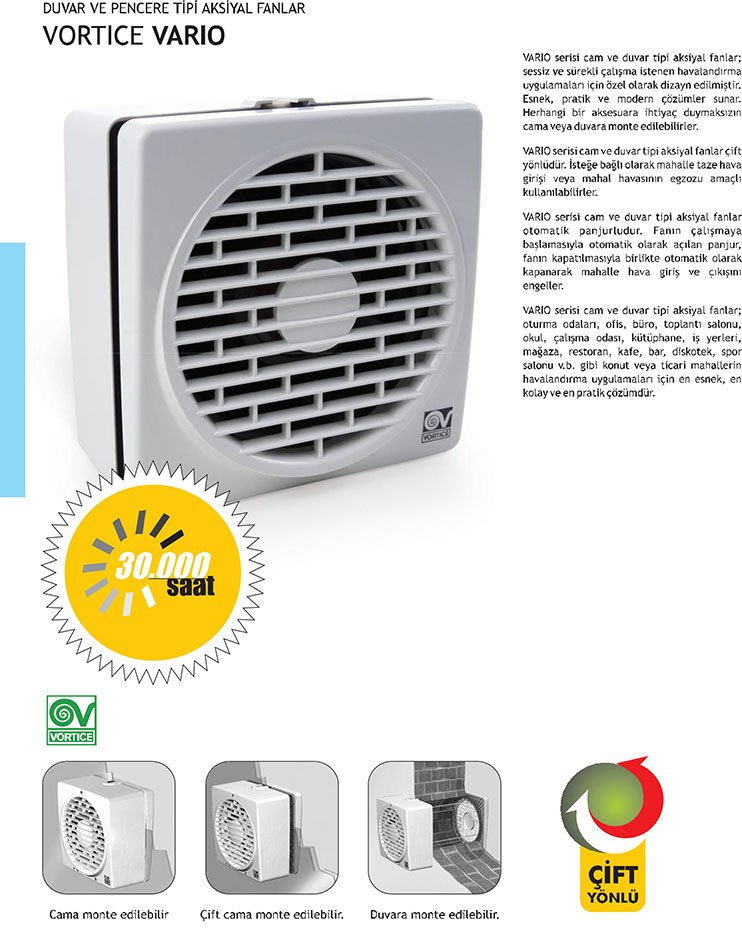 thumbnail image 2 of Vortice Vario 150/6 P Exhaust Fan - Window Or Wall Mount, 135 M³/h, Low Noise, Splash Proof, For Home Or Shop 2 of 3