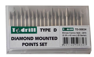 Todrill Elmas Camcı Seti D Tipi (2.35 x 43 mm) TD-50837- 20'li