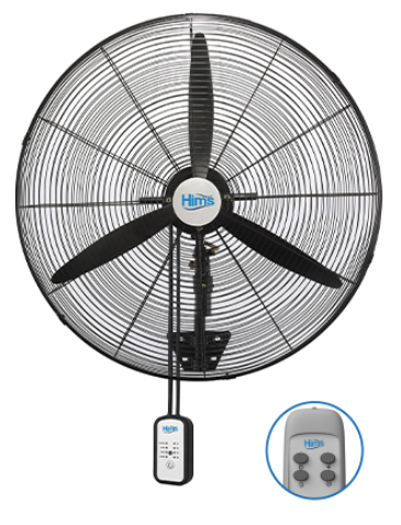 Hims HEF-DK750 210W 75 cm Siyah 3 Kanat Kumandalı Sanayi Tipi Duvar Vantilatörü