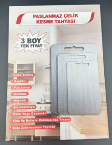 Paslanmaz Çelik Kesme Tahtası (3 Boy Tek Fiyat)