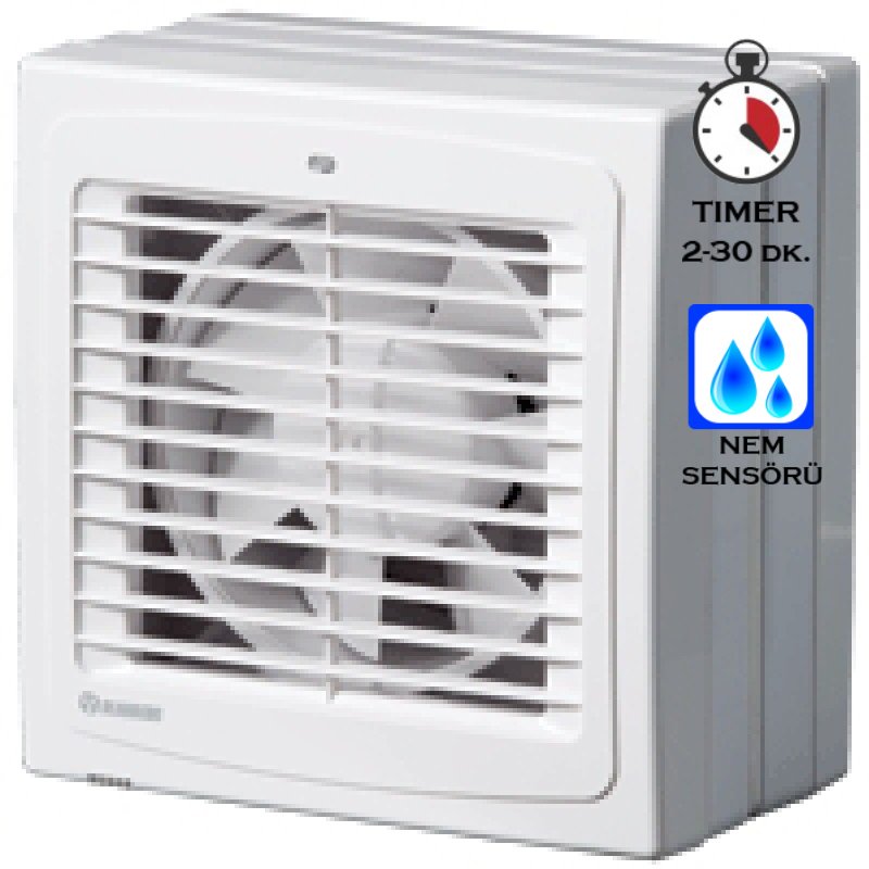 Blauberg Wind 150 H Zaman Ayarlı Nem Sensörlü Cam Tipi Fan