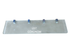 ETEJER CAMI 8 MM X 500 MM (ENİ 12 CM) - 4 ADET MONTAJ KROM AYAĞI DAHİL