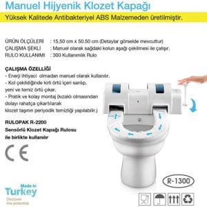 Rulopak Manuel Klozet Kapak Dispanseri Turlu R-1300