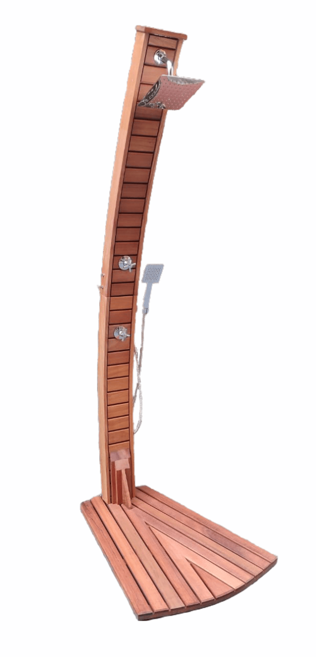 Havuz Duşu ALAÇATI Serisi Ahşap Havuz Duş Sistemi Tek Su Girişli